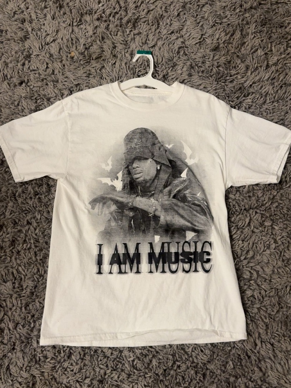 White 'I AM MUSIC' Graphic Short Sleeve Tee